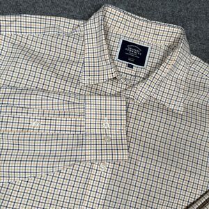 Charles Tyrwhitt Shirt Mens Large Slim Fit Non Iron Button Down Check Orange